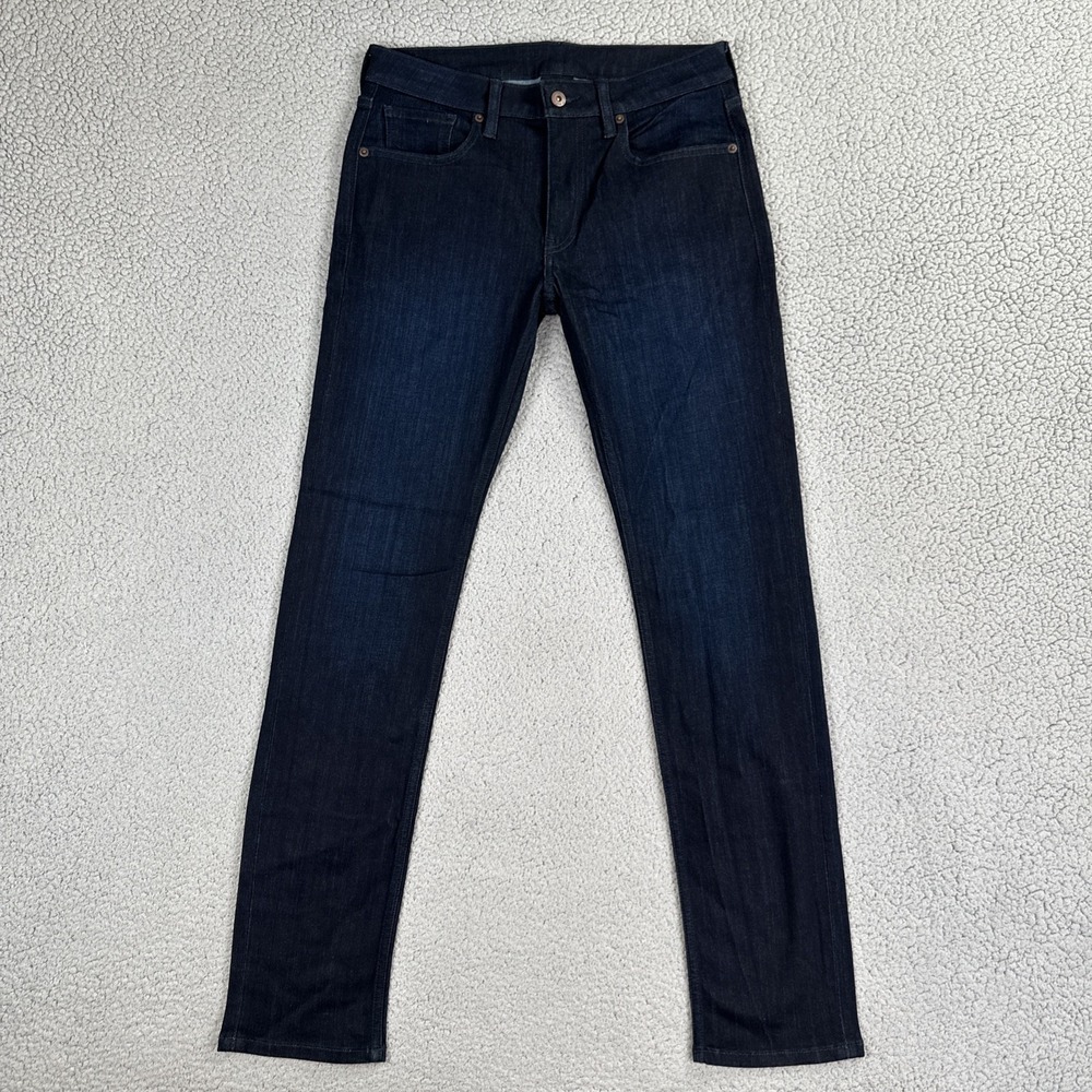 True Classic Jeans Men 30 Blue Dark Wash Comfort Stretch Slim Fit Tapered Denim